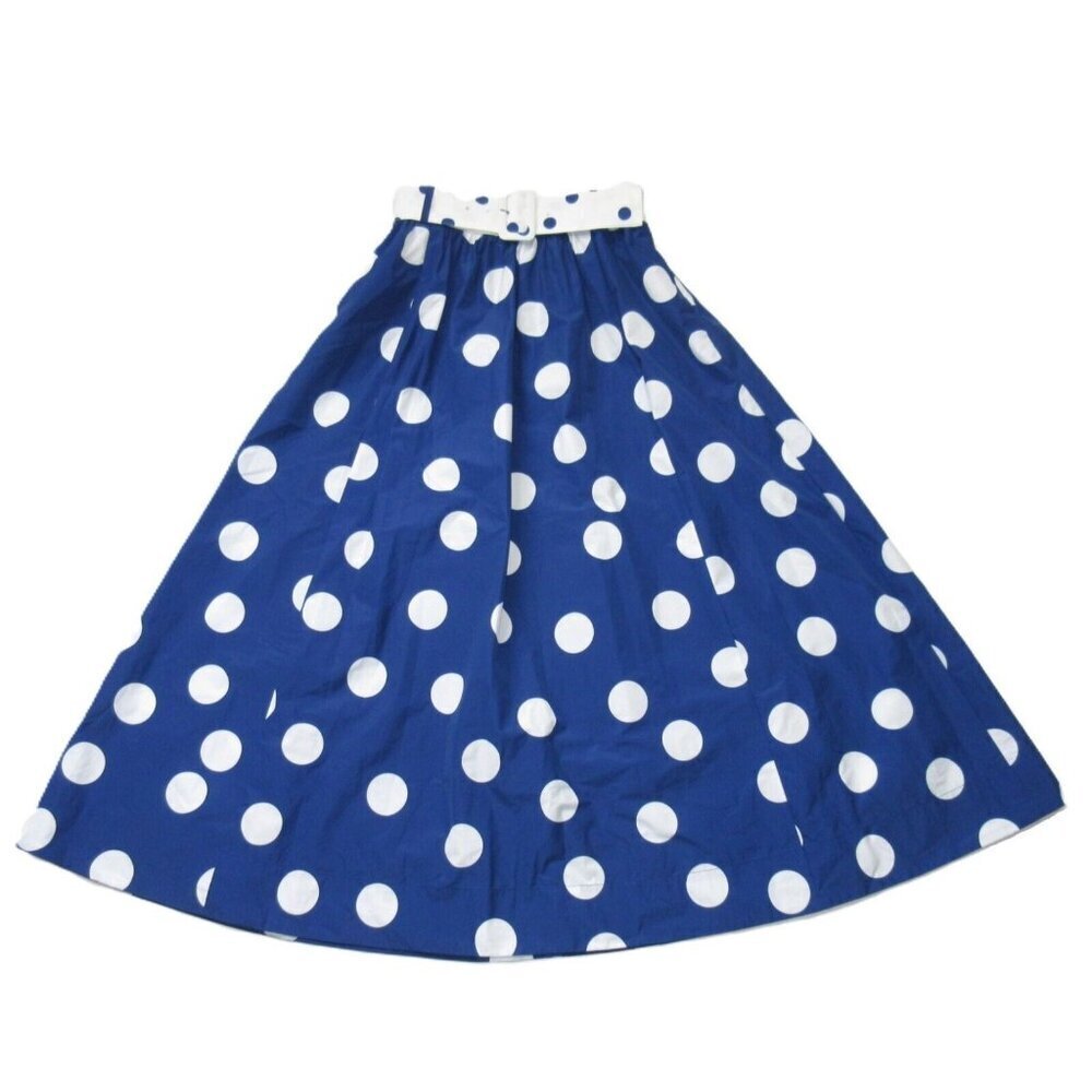 NWT J.Crew Belted Maxi in Blue White Oversized Polka Dot Taffeta Skirt 4